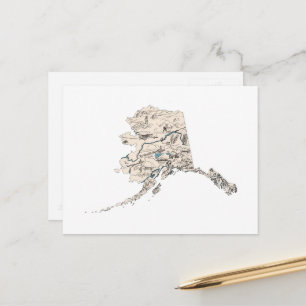 Alaska Vintag Picture Map Staat Chart Postkarte