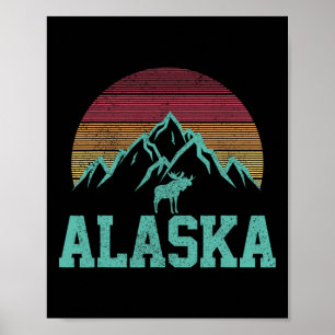 Alaska Vintage-Elch Outdoor-Natur Wander Souvenir Poster
