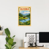 Alaska Vintage Elch Waldland Poster (Heimbüro)
