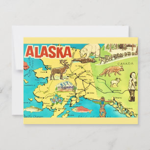 Alaska Vintage Landkarte Postkarte