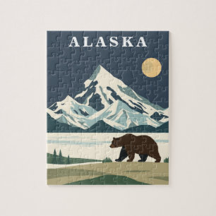 Alaska Vintage Reise Grizzlybär Puzzle