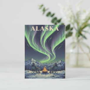 Alaska Vintage Reise Kunst Nordlichter Postkarte