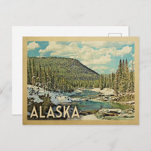 Alaska Vintage Reisen Schnee Winterlandschaft Postkarte (Vorne/Hinten)