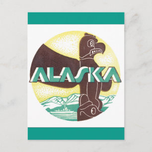 Alaska Vintage-Reiseposter Postkarte