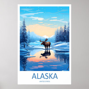 Alaska Vintage-Reiseposter Ski Nationalpark Poster