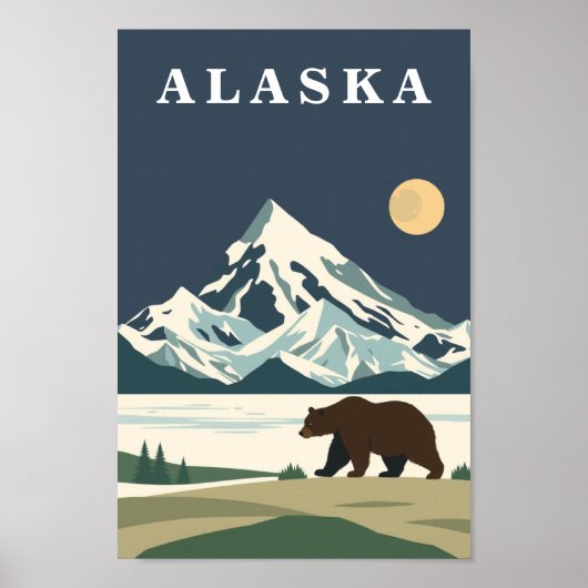 Alaska Vintage Travel Grizzly Bear Poster (Vorne)