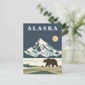 Alaska Vintage Travel Grizzly Bear Postkarte (Stehend Vorderseite)