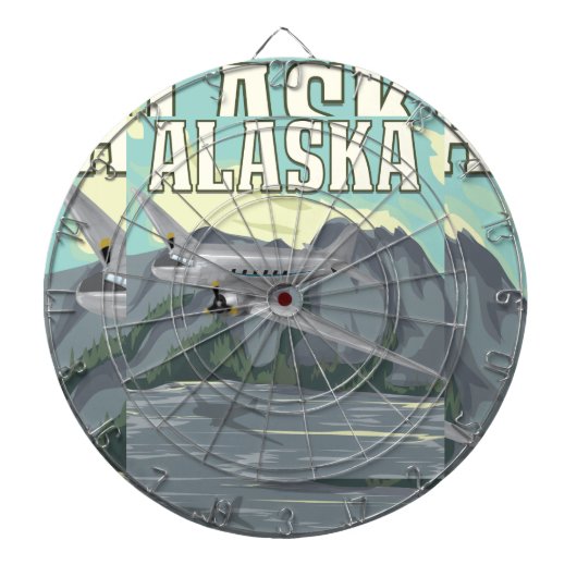 Alaska Vintage Travel Poster Dartscheibe (vorne)