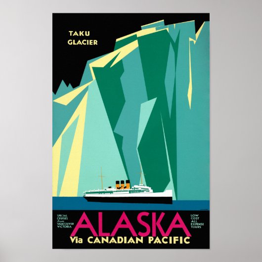 Alaska Vintage Travel Poster Zurück (Vorne)