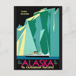 Alaska Vintage Travel Poster Zurück Postkarte