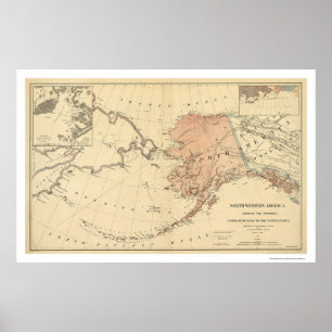 Alaska von Russland Karte 1867 abgegeben Poster