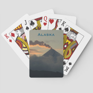 Alaska-Vulkan bei Sonnenuntergang Spielkarten