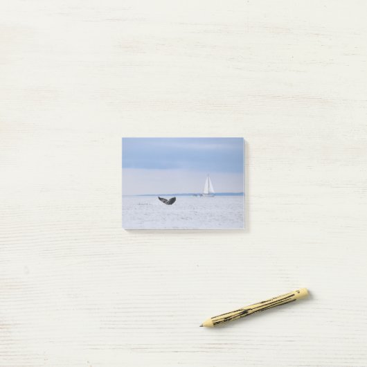 Alaska - Wal und Segelboot Post-it Klebezettel (Auf Schreibtisch)