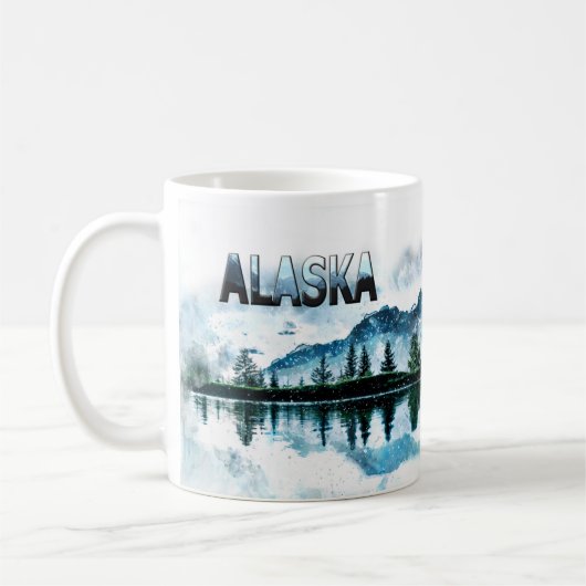 Alaska Wasserfarbengebirge Landschaft Kaffeetasse (Links)
