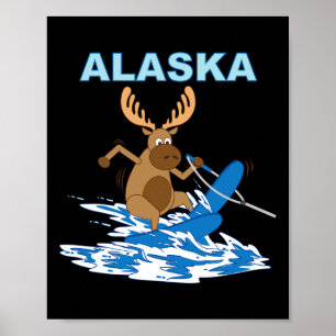 Alaska Wasserskilaufen Moose Lake Urlaub Poster