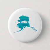 Alaska Wave Lachs Fischen Button (Vorderseite)