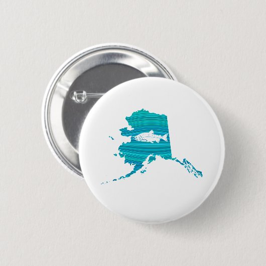 Alaska Wave Lachs Fischen Button (Vorne & Hinten)
