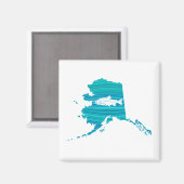 Alaska Wave Lachs Fischen Magnet (Vorderseite/Rückseite)