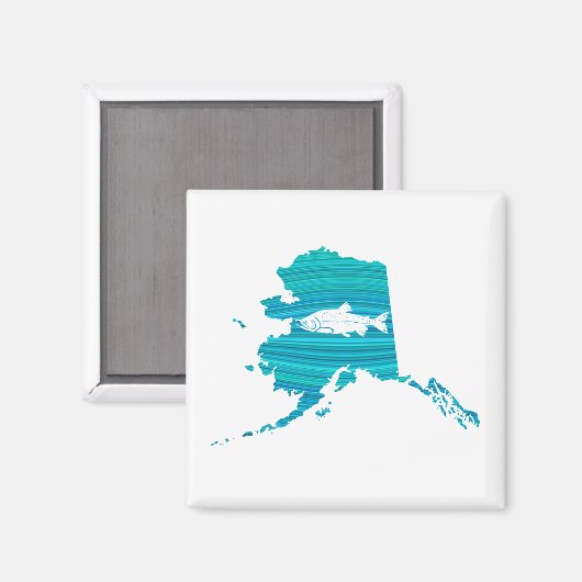 Alaska Wave Lachs Fischen Magnet (Vorderseite/Rückseite)