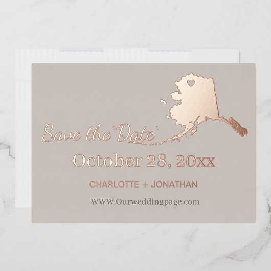 Alaska Wedding Save the Date Rose Gold Folieneinladung (Briefumschlag)