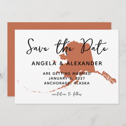 Alaska Wedding Terracotta Save The Date (Vorne/Hinten)