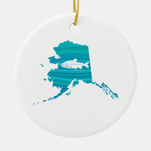 Alaska-Wellen-Lachsfischen Keramik Ornament (Vorne)