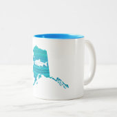Alaska-Wellen-Lachsfischen Zweifarbige Tasse (VorderseiteRechts)