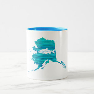 Alaska-Wellen-Lachsfischen Zweifarbige Tasse