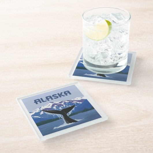 Alaska | Whale Tale Glasuntersetzer (Schrägansicht)