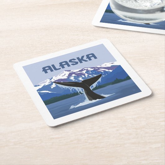 Alaska | Whale Tale Rechteckiger Pappuntersetzer (angewinkelt)