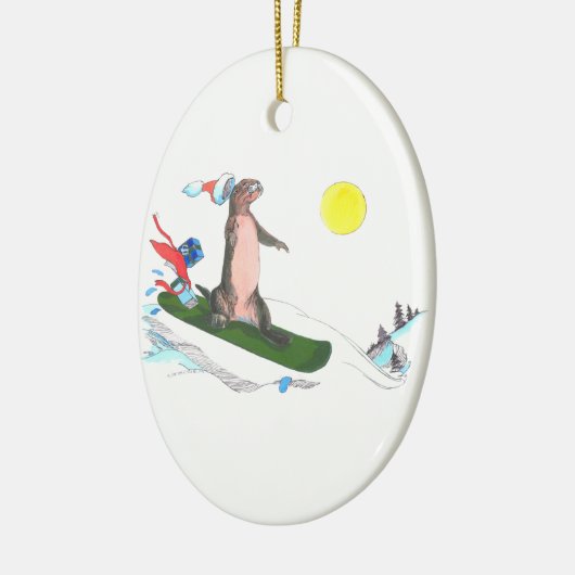 Alaska Whimsical Christmas Wildlife Oval Keramikornament (Links)