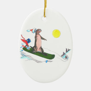 Alaska Whimsical Weihnachts-Wildlife-Oval-Ornament Keramikornament