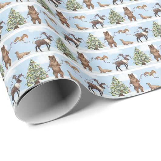 Alaska Wildlife Holiday Wrapping Paper Geschenkpapier (Rolleneckpunkt)