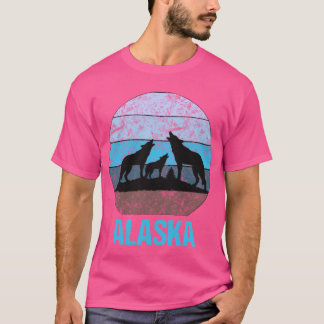 Alaska Wolves Howling störte Icy Blue T-Shirt