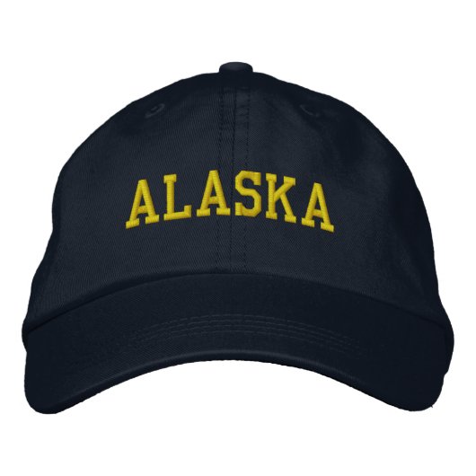 ALASKA Yellow Gold auf Navy Blue Bestickte Baseballkappe (Vorderseite)