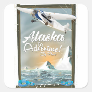 Alaska zu Abenteuer! Quadratischer Aufkleber