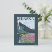 AlaskaBahn und Feuerweed Vintage Travel Postkarte (Stehend Vorderseite)