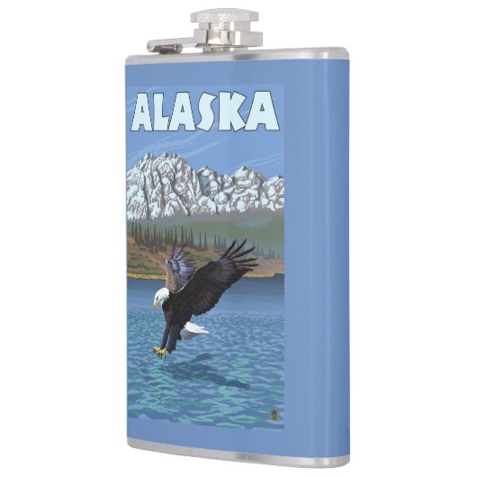 AlaskaBald Adler-Vintages Reise-Plakat Flachmann (Links)