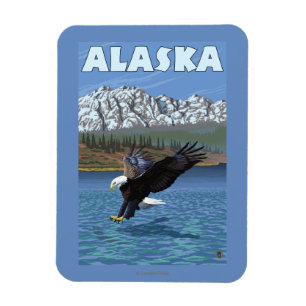 AlaskaBald Adler-Vintages Reise-Plakat Magnet
