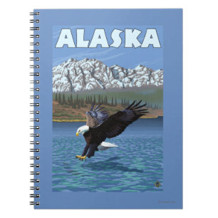 AlaskaBald Adler-Vintages Reise-Plakat Notizblock