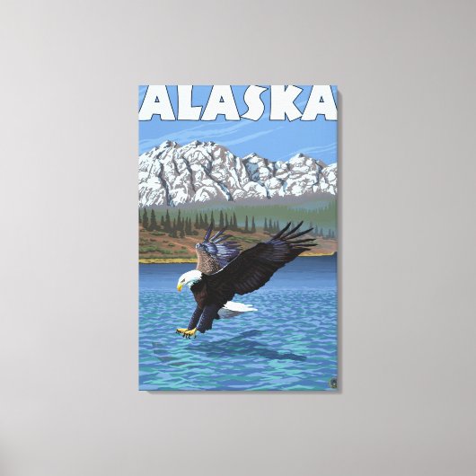 AlaskaBald Eagle Vintage Travel Poster Leinwanddruck (Vorderseite)