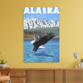 AlaskaBald Eagle Vintage Travel Poster Leinwanddruck (Insitu (Wohnzimmer))