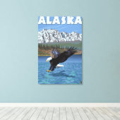 AlaskaBald Eagle Vintage Travel Poster Leinwanddruck (Insitu (Holzboden))