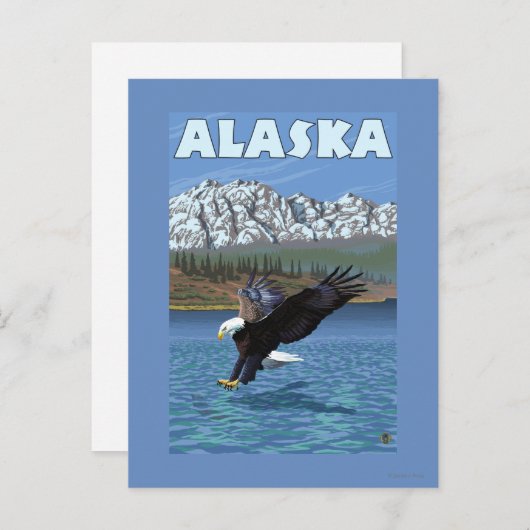 AlaskaBald Eagle Vintage Travel Poster Postkarte (Vorne/Hinten)