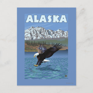 AlaskaBald Eagle Vintage Travel Poster Postkarte