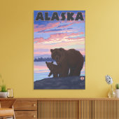 AlaskaBear und Cub Leinwanddruck (Insitu (Wohnzimmer))