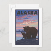AlaskaBear und Cub Postkarte (Vorne/Hinten)