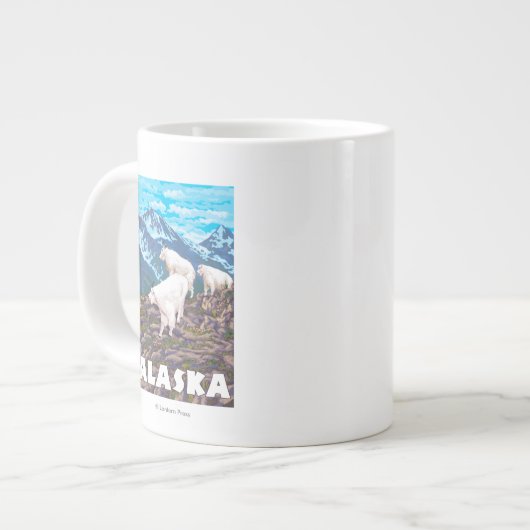 AlaskaBergziegen Vintage Reiseplan Jumbo-Tasse (Vorderseite Links)