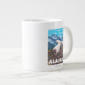 AlaskaBergziegen Vintage Reiseplan Jumbo-Tasse (Vorderseite Rechts)