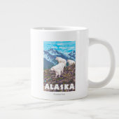 AlaskaBergziegen Vintage Reiseplan Jumbo-Tasse (Rechts)